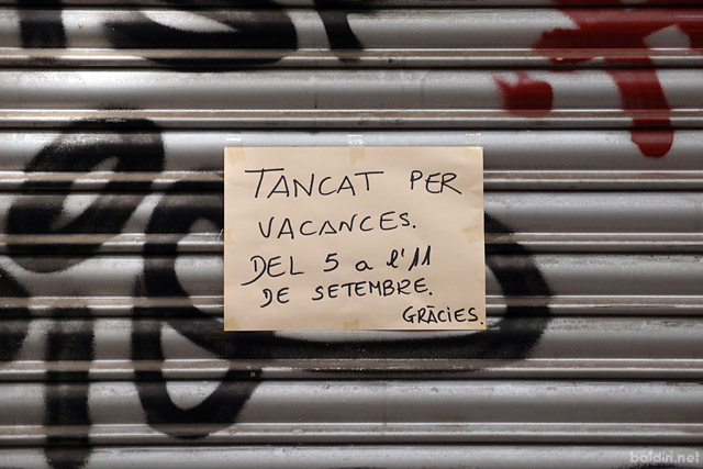 baldiri : tancat per vacances del 5 a l'11